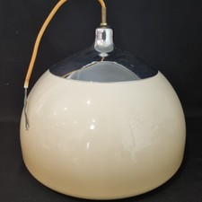 Vintage Tan Plastic Chrome Lampshade Guzzini Style Large Rise And Fall