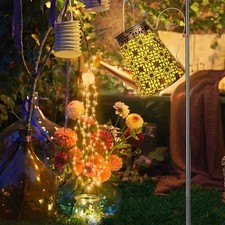 Solar Powered Watering Can Led String Light Outdoor Garden Christmas Lamp Decor