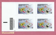 ITALIA 2025 Centenario Intelligence Italia  QUARTINA con CODICE A BARRE Bassa Sx