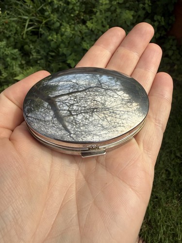 Vintage silver compact mirror - compact,