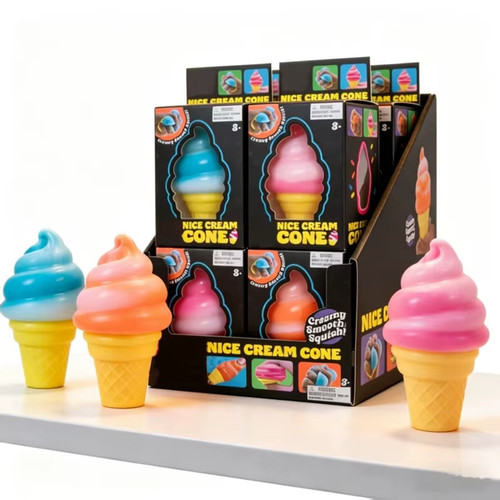 Ice cream cone squishy toy - cream,