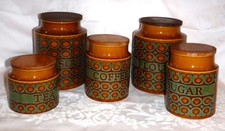 Hornsea Vintage Iconic Bronte Pattern Storage Canisters 1976 5 Pieces With Lids
