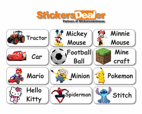 Custom name school stickers - custom,