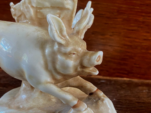 Antique porcelain pig - antique, figurine