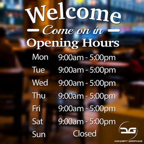 Opening hours personalised - opening,