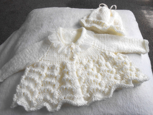 Hand knitted cream lace - knitted,
