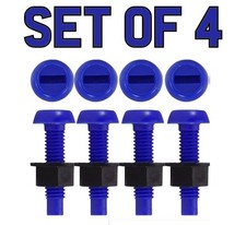 4x Vehicle Number Reg Plate Screws Bolts and Nuts Fitting Fixing Kit Blue