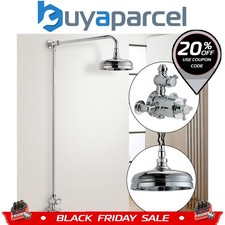 Edwardian Traditional Thermostatic Shower Mixer + Rigid Riser + 8" Victoria Rose