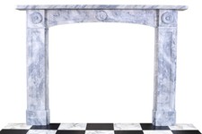 Bullseye Georgian Carved Centre Plaque Fireplace Grey Italian Bardiglio Marble