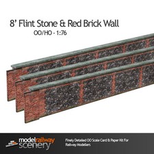8ft FLINT STONE & BRICK WALL CARD KIT- OO GAUGE FOR HORNBY MODEL RAILWAYS
