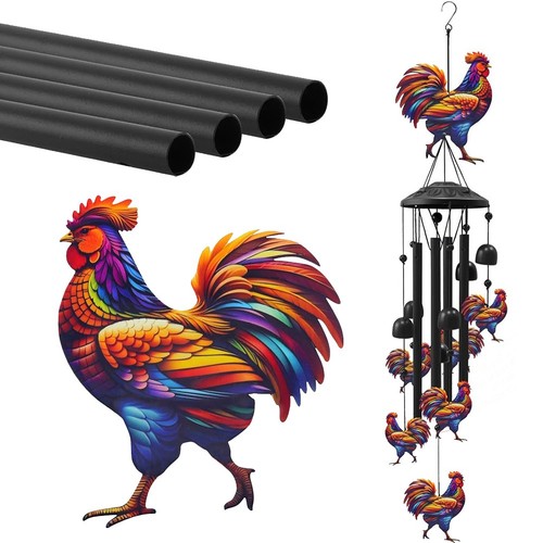 Large rooster wind chimes - rooster,