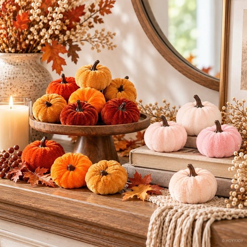 8pcs velvet pumpkins - velvet,