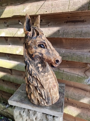 Chainsaw carved horse - carved,