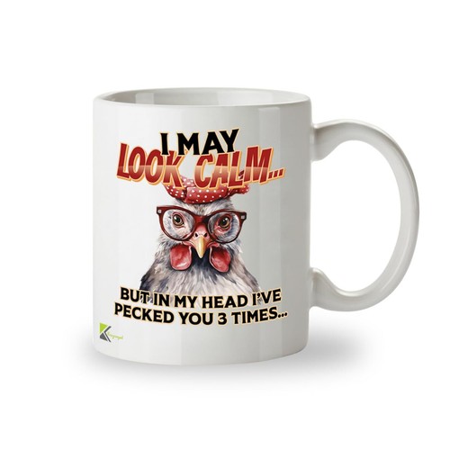 Funny chicken mug pecked - funny,