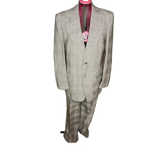 Suit plaid black white brown - white,