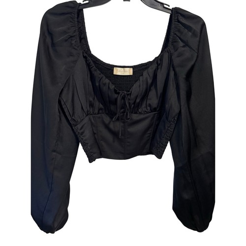 Black satin milk maid style - black, maid-style