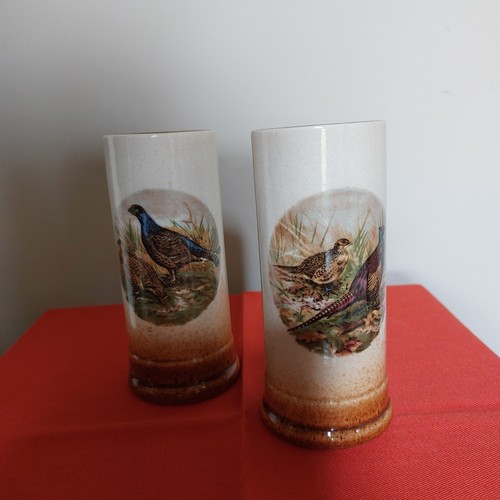Pair glazed pottery bud vases - pair,