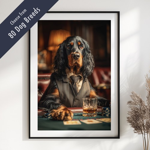 Funny dog playing poker print - funny,