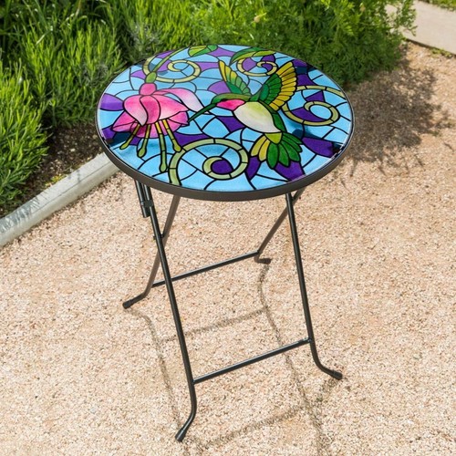 Hummingbird glass side table - hummingbird,