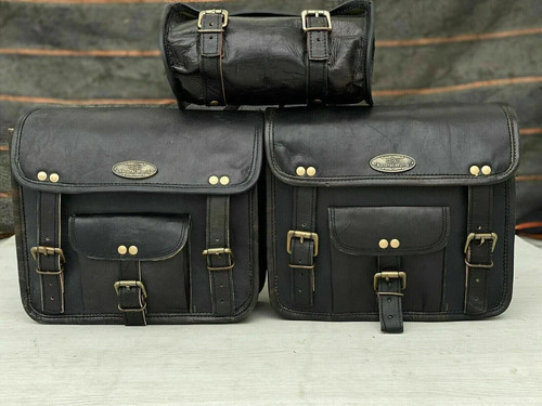 Motorcycle leather saddle bags - leather,