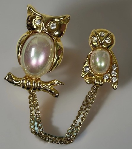 Mother baby owl brooch chain - mother,
