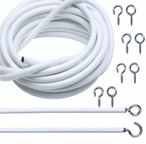 Net curtain wire white window - white,