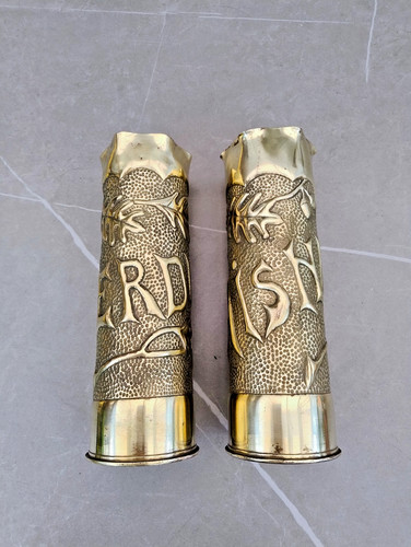 Pair antique ww1 brass - pair,