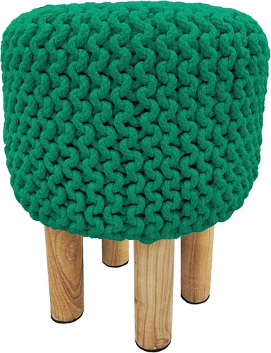 Knitted pouffe footstool round - knitted,
