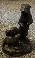 Heredities Otter Figurine Bronze Effect Sculpture Otters