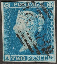 GB QV 1849 Two Penny Blue -