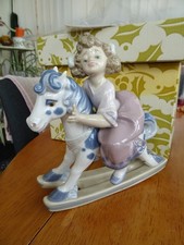 RARE Retired Lladro "Faithful Steed" Girl Rocking Horse 57669 Figurine FREE P&P