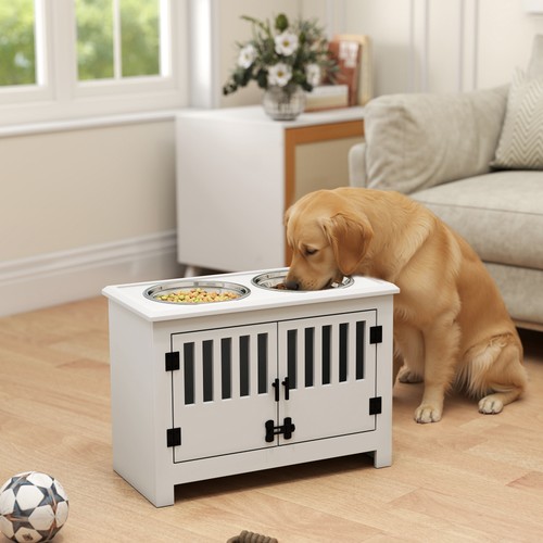 Dog feeding station raised pet - station,