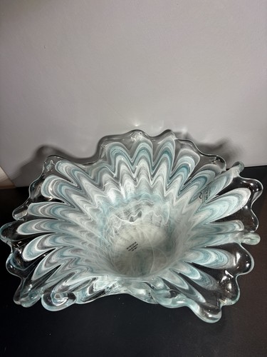 Rare art glass hand - blown, wavy