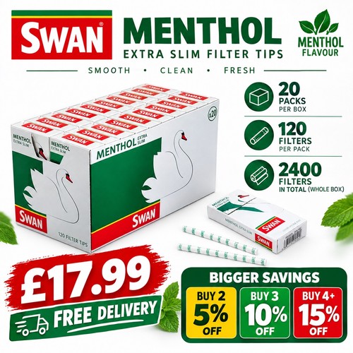 Swan menthol extra slim filter - menthol,