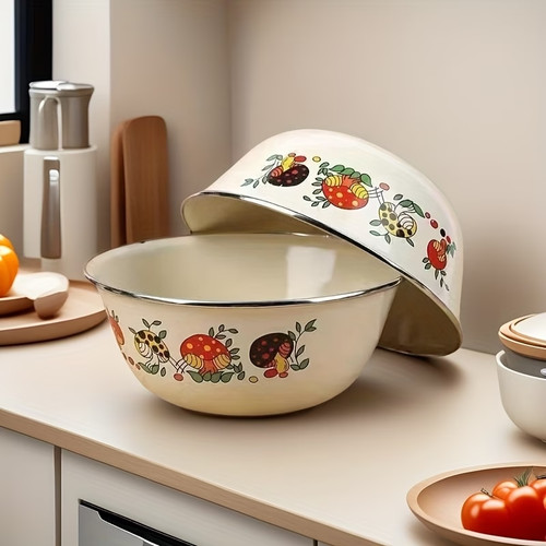 Set vintage floral enamel - set,