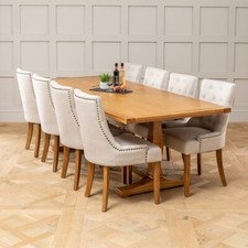 Oak Refectory 2.4m Dining Table and 8 Natural Scoop Chairs - NR24-D-101-8-QTY