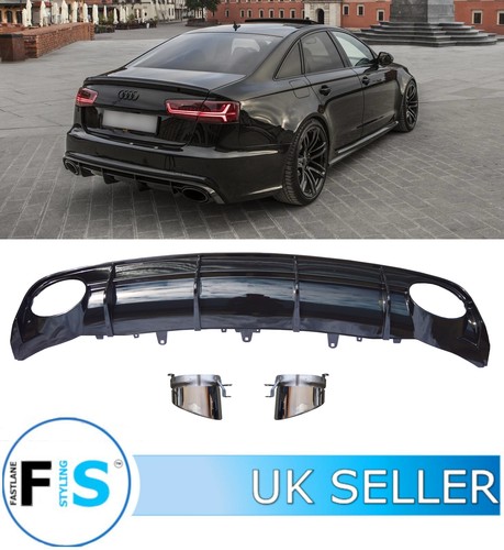 Rear diffuser gloss black - black, rs6