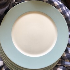 x5 Large Vintage IKEA Serving Plates 32.5cm Susan Pryke Plates White & Blue