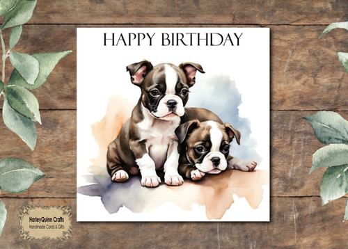 Dog 093 birthday card boston - dog,