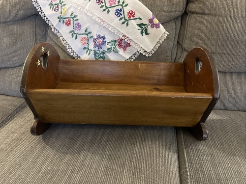 Vintage wooden doll cradle - vintage,