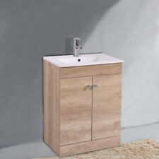 600mm Bathroom Vanity Unit Basin Sink Floor Standing Storage Cabinet Light Oak