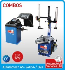24" SEMI AUTOMATIC TYRE CHANGER / TYRE MACHINE / WHEEL BALANCER PACKAGE 