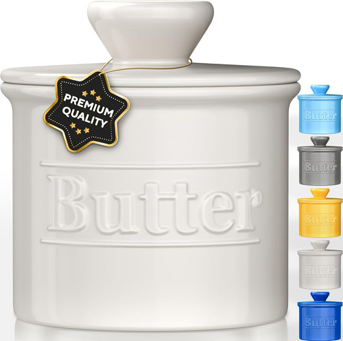 Premium butter crock with - crock, lid