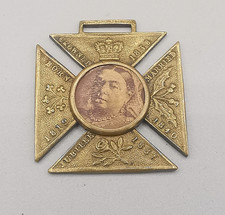 1887 Queen Victoria Golden Jubilee Brass Maltese Cross Medal – Anthem Reverse