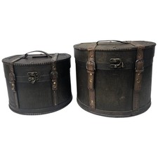 Wooden & Leather Hatbox X2