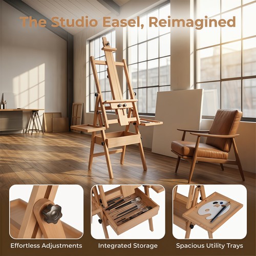 Wooden foldable easel display - wooden,