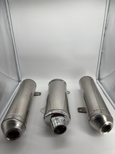 2x Exhaust + 1x Quadzilla Catalytic Converter NEW Chrome Muffler ATV Quad 