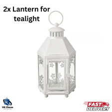 2x IKEA Tealight Lantern White Candle Holder Home Decor Indoor/Outdoor 21cm