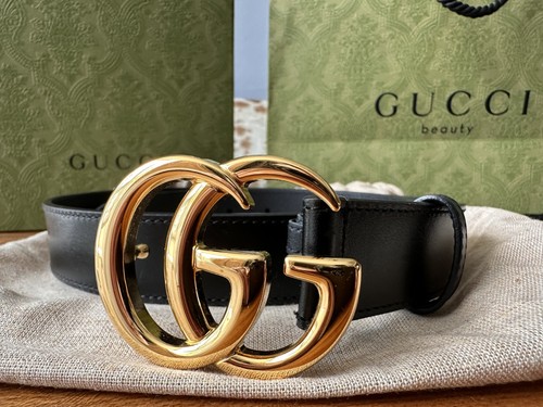 Gucci black leather double - double, gg