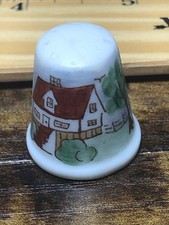 Thimble Bisque Country Home And Barn Hand Painted By Coral